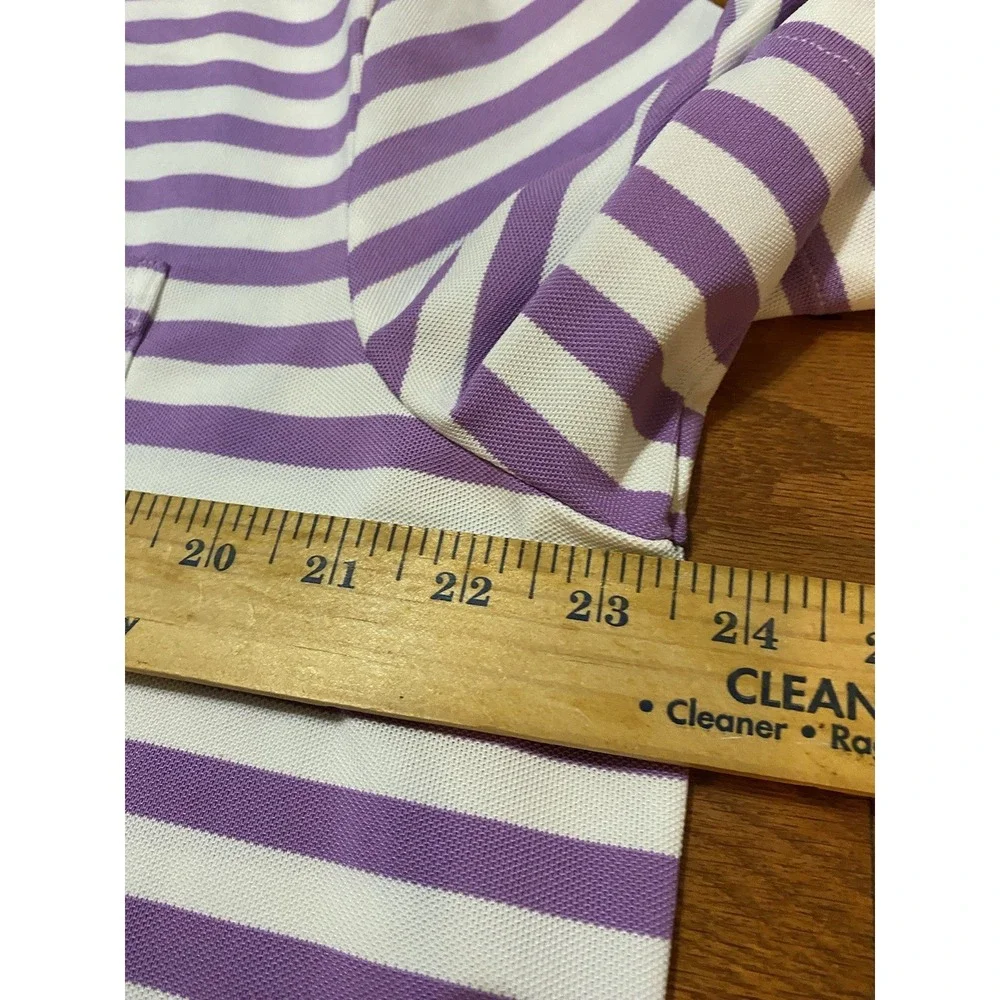 RLX Ralph Lauren Polo Shirt Mens Large Purple Striped Golf Performance Stretch